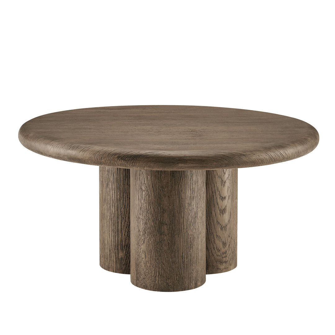 Tori 31 Inch Round Indoor and Outdoor Patio Coffee Table in Weathered Walnut