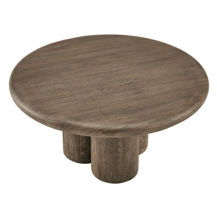 Tori 31 Inch Round Indoor and Outdoor Patio Coffee Table in Weathered Walnut