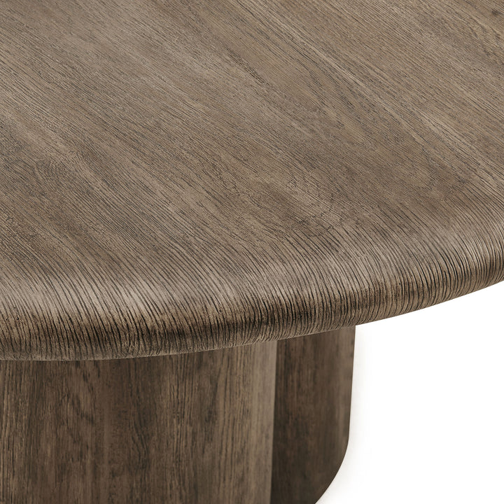 Tori 31 Inch Round Indoor and Outdoor Patio Coffee Table in Weathered Walnut