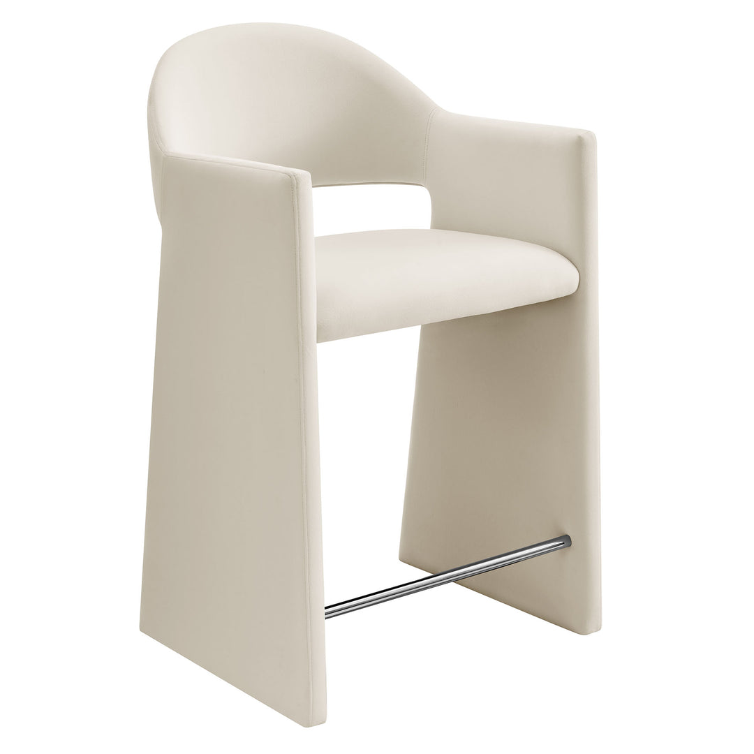 Talia 37 Inch Performance Velvet Counter Stool in Alabaster