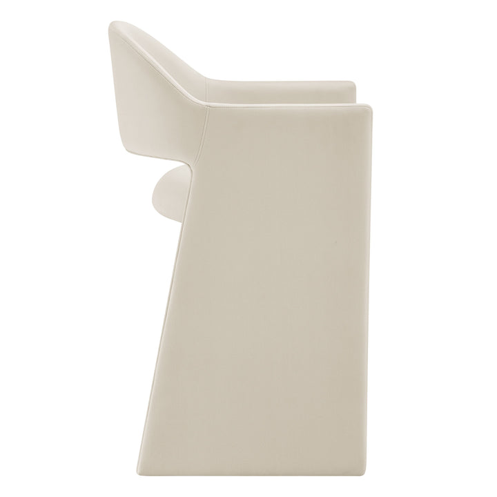 Talia 37 Inch Performance Velvet Counter Stool in Alabaster