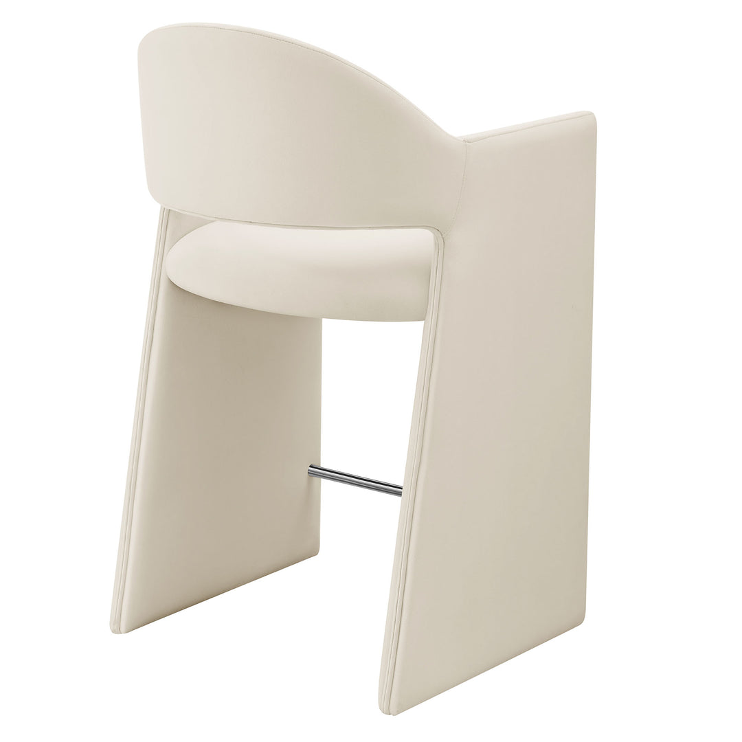 Talia 37 Inch Performance Velvet Counter Stool in Alabaster