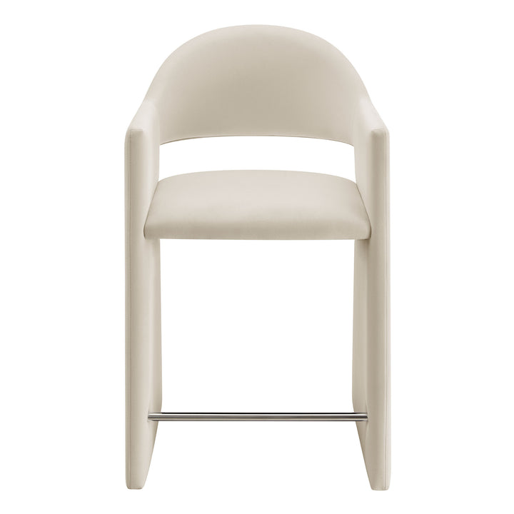 Talia 37 Inch Performance Velvet Counter Stool in Alabaster