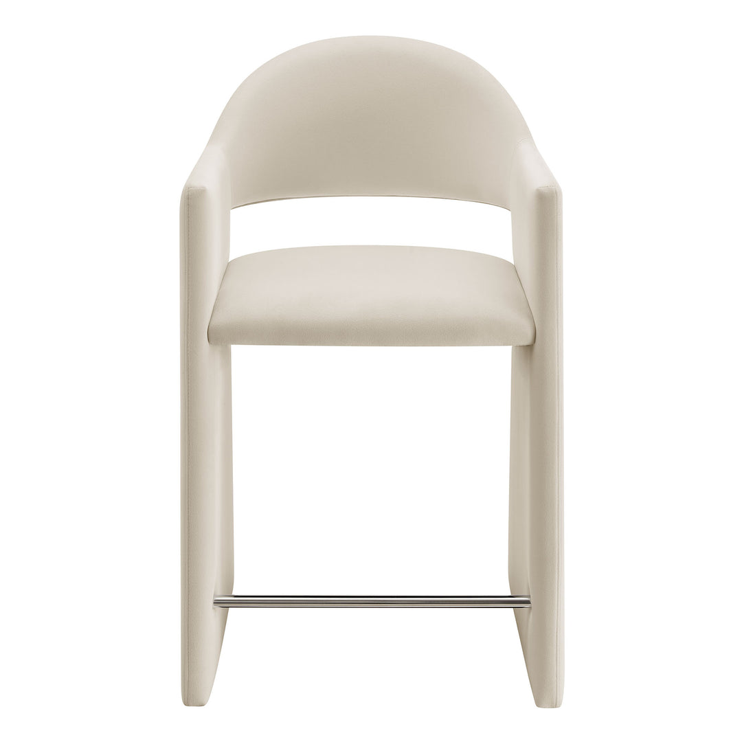 Talia 37 Inch Performance Velvet Counter Stool in Alabaster