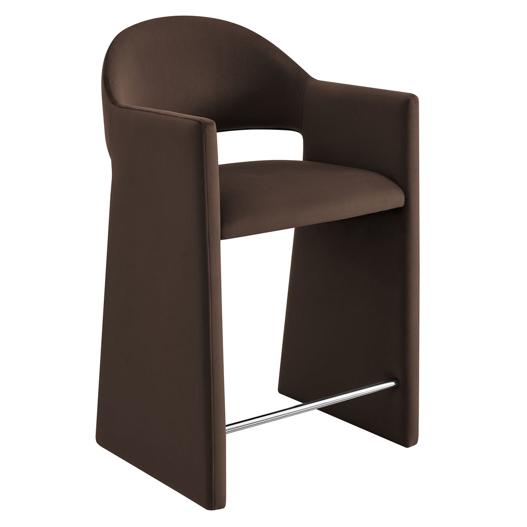 Talia 37 Inch Performance Velvet Counter Stool in Chocolate Brown