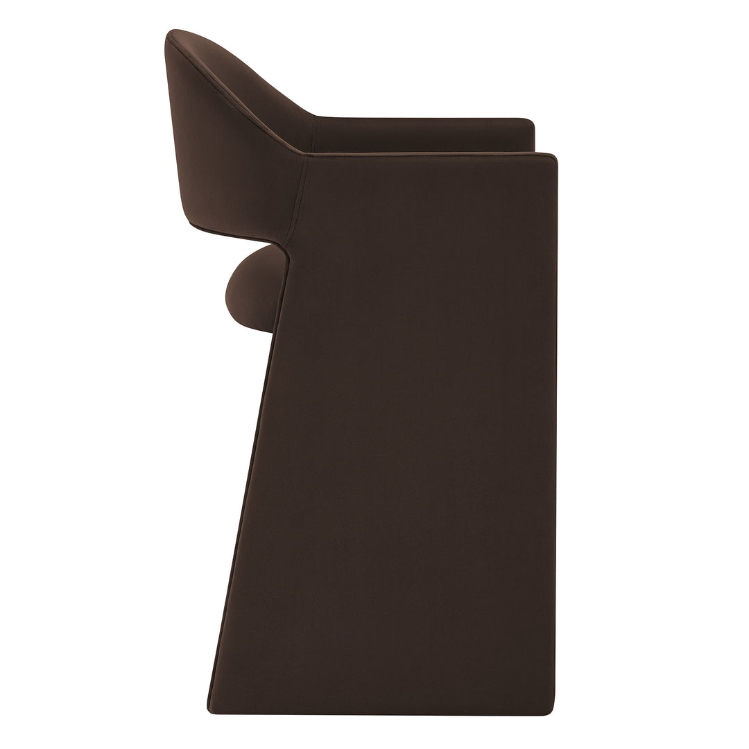 Talia 37 Inch Performance Velvet Counter Stool in Chocolate Brown