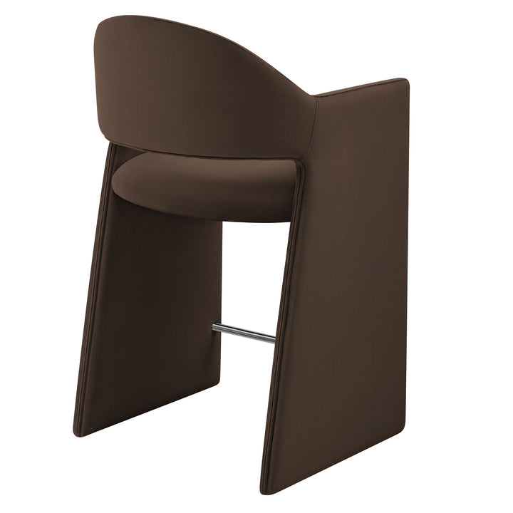 Talia 37 Inch Performance Velvet Counter Stool in Chocolate Brown