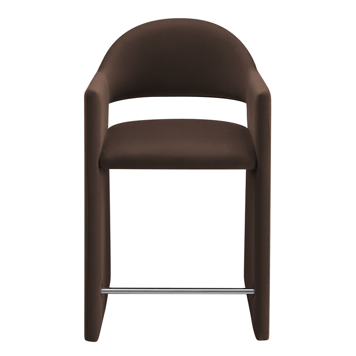 Talia 37 Inch Performance Velvet Counter Stool in Chocolate Brown