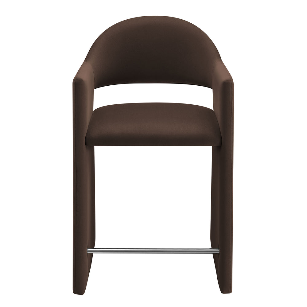 Talia 37 Inch Performance Velvet Counter Stool in Chocolate Brown