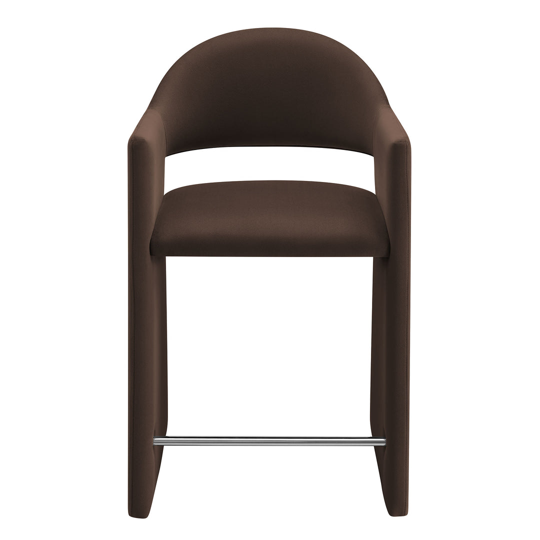 Talia 37 Inch Performance Velvet Counter Stool in Chocolate Brown