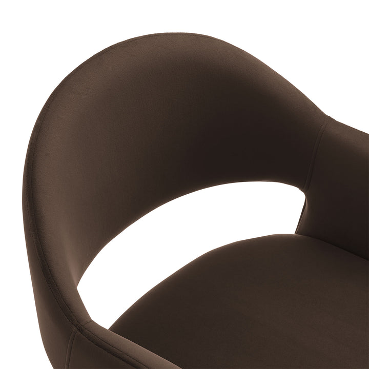 Talia 37 Inch Performance Velvet Counter Stool in Chocolate Brown