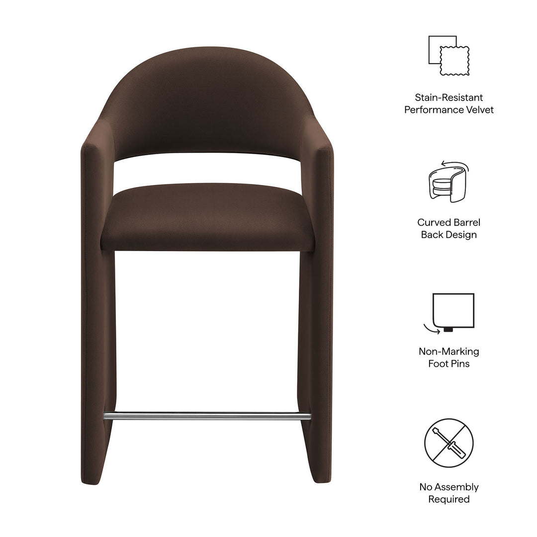 Talia 37 Inch Performance Velvet Counter Stool in Chocolate Brown