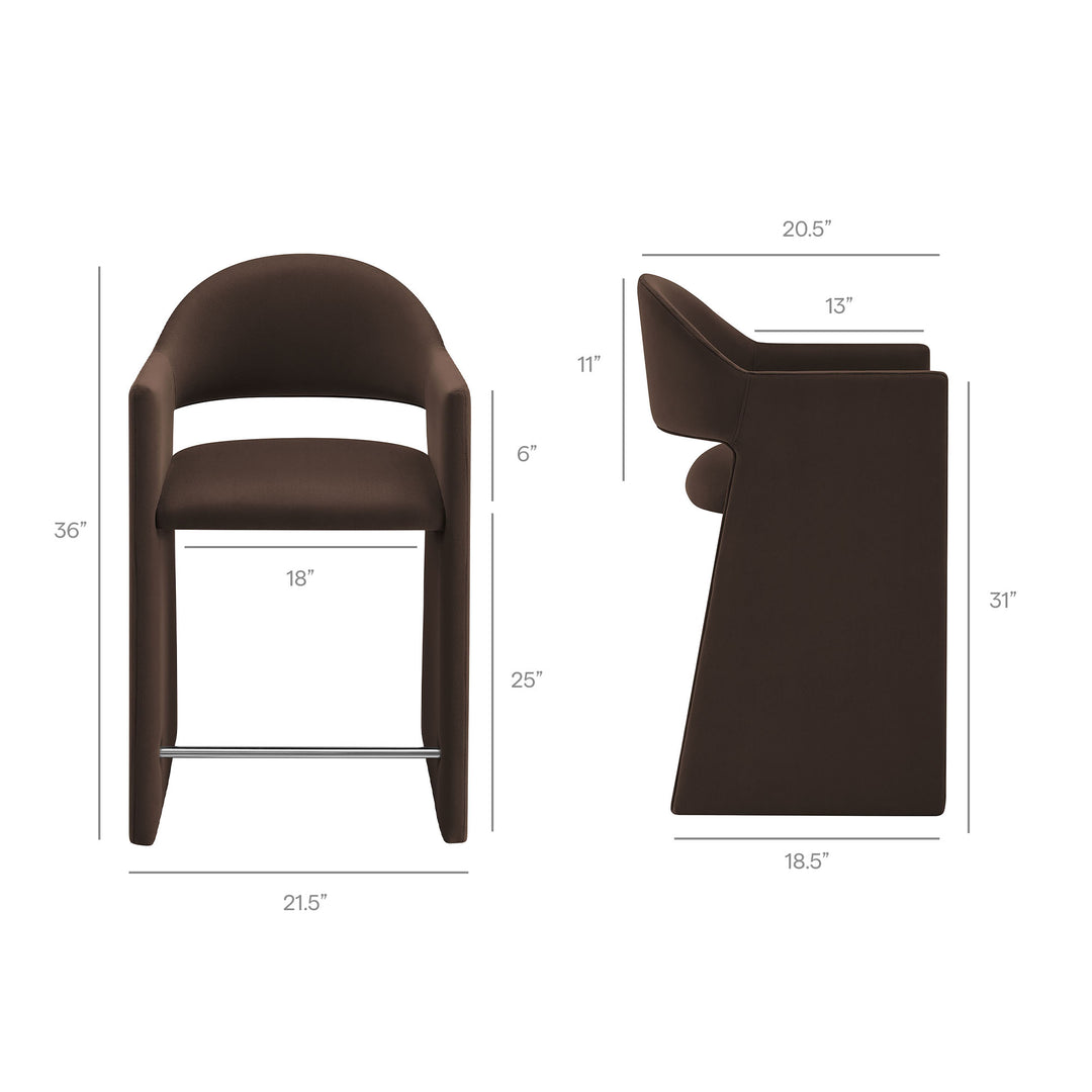 Talia 37 Inch Performance Velvet Counter Stool in Chocolate Brown