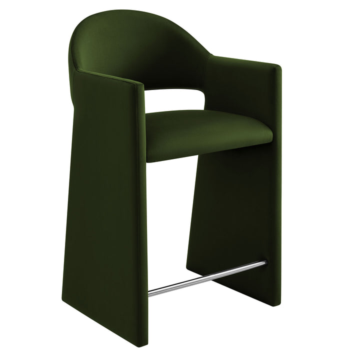 Talia 37 Inch Performance Velvet Counter Stool in Moss Green