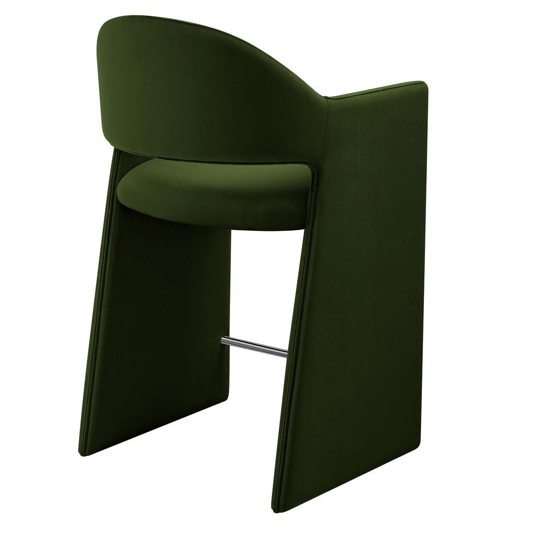 Talia 37 Inch Performance Velvet Counter Stool in Moss Green