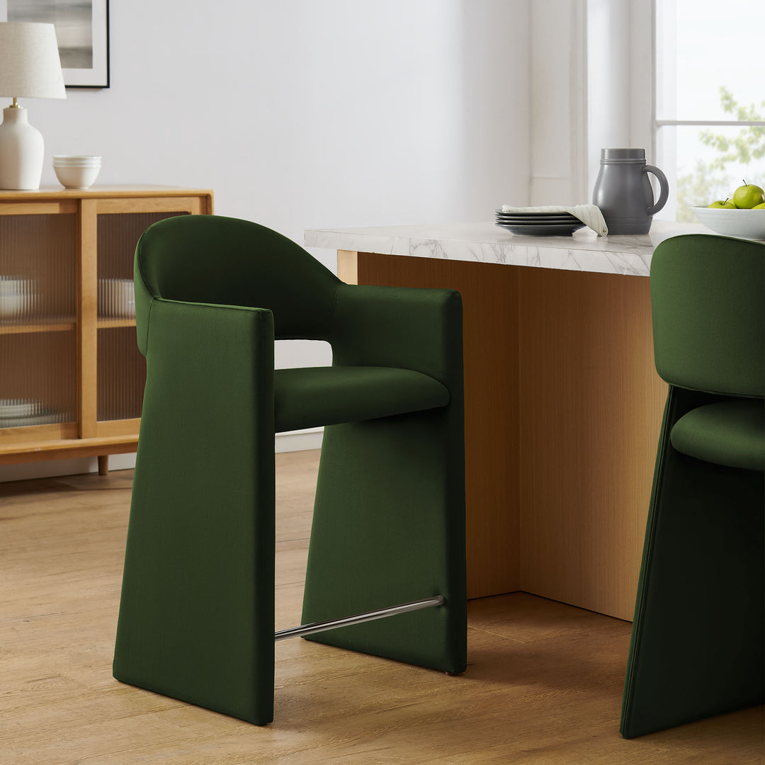 Talia 37 Inch Performance Velvet Counter Stool in Moss Green