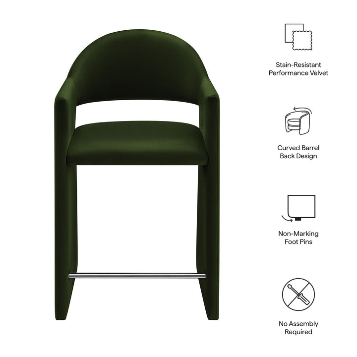 Talia 37 Inch Performance Velvet Counter Stool in Moss Green