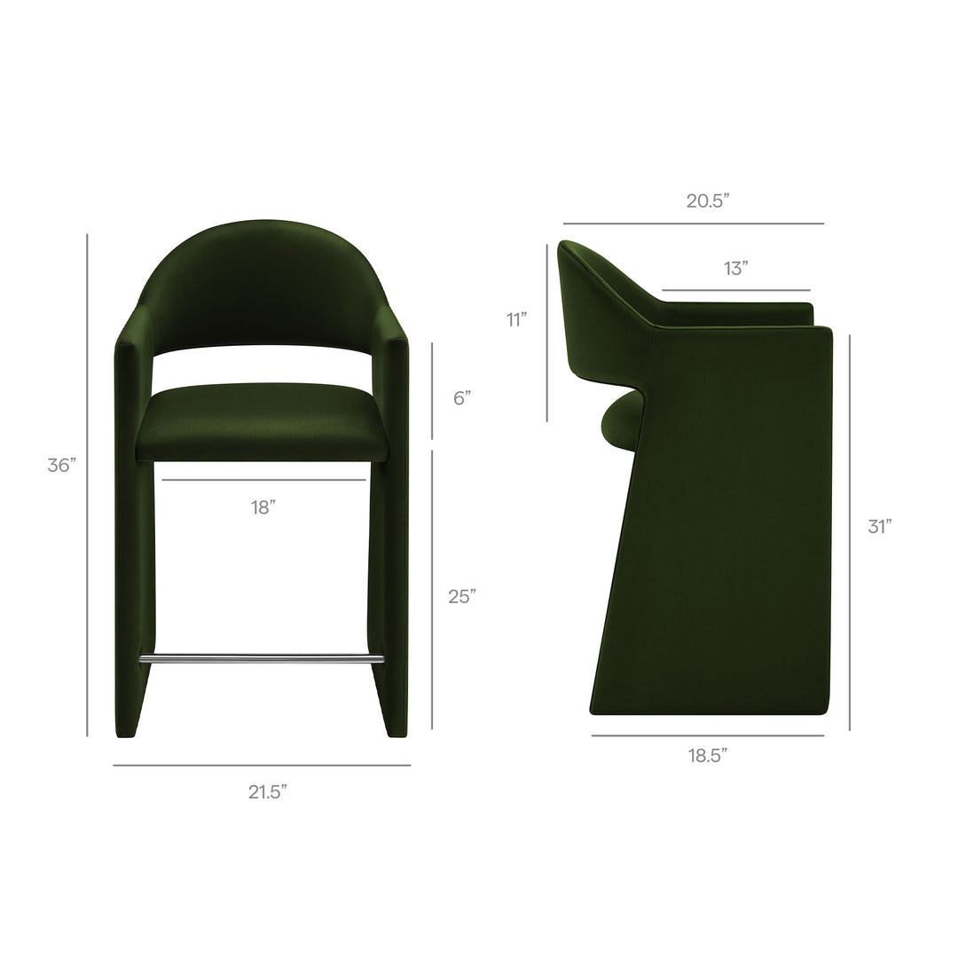 Talia 37 Inch Performance Velvet Counter Stool in Moss Green
