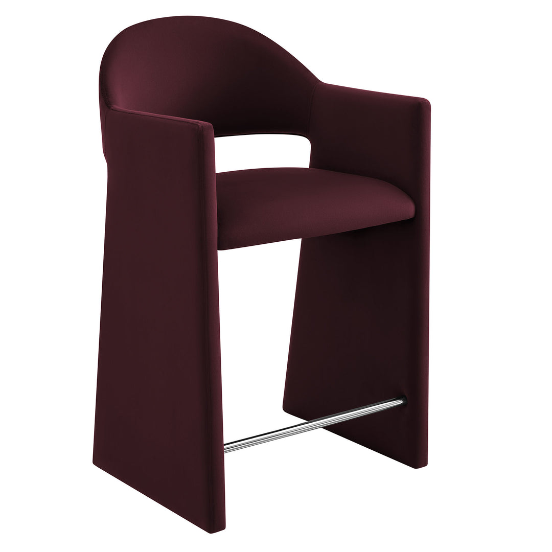 Talia 37 Inch Performance Velvet Counter Stool in Mulberry