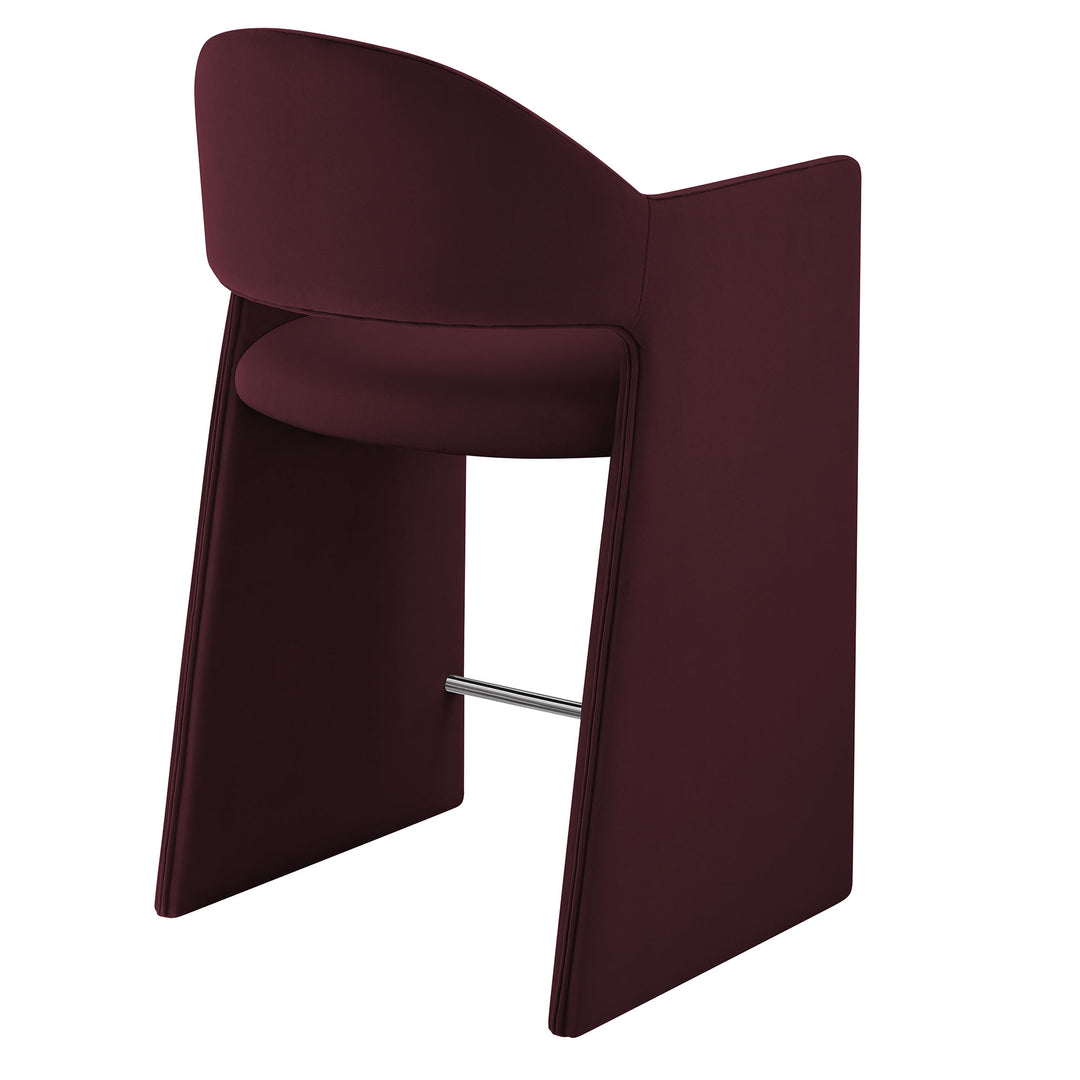Talia 37 Inch Performance Velvet Counter Stool in Mulberry