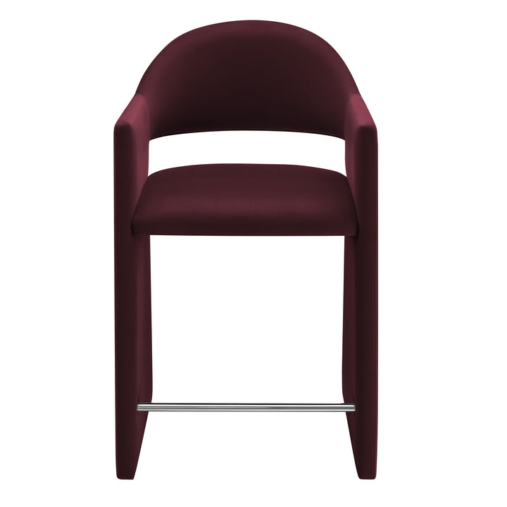 Talia 37 Inch Performance Velvet Counter Stool in Mulberry