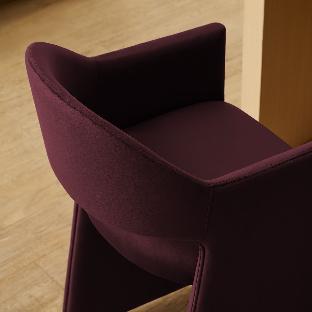 Talia 37 Inch Performance Velvet Counter Stool in Mulberry