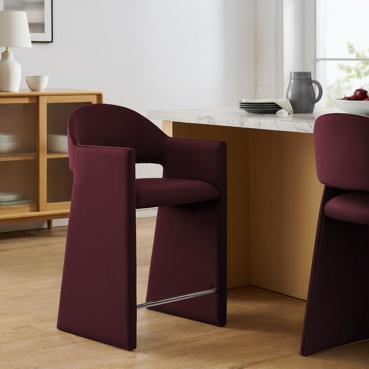 Talia 37 Inch Performance Velvet Counter Stool in Mulberry