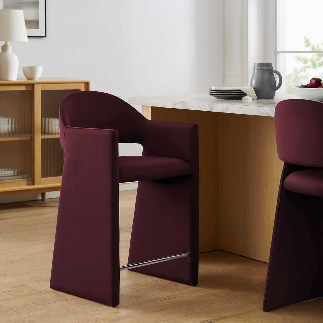 Talia 37 Inch Performance Velvet Counter Stool in Mulberry