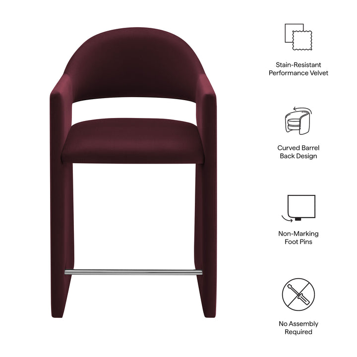 Talia 37 Inch Performance Velvet Counter Stool in Mulberry