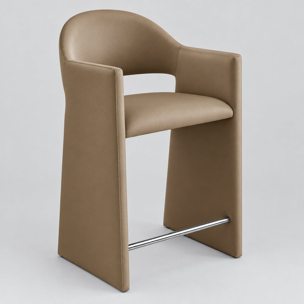Talia 37 Inch Performance Velvet Counter Stool in Taupe