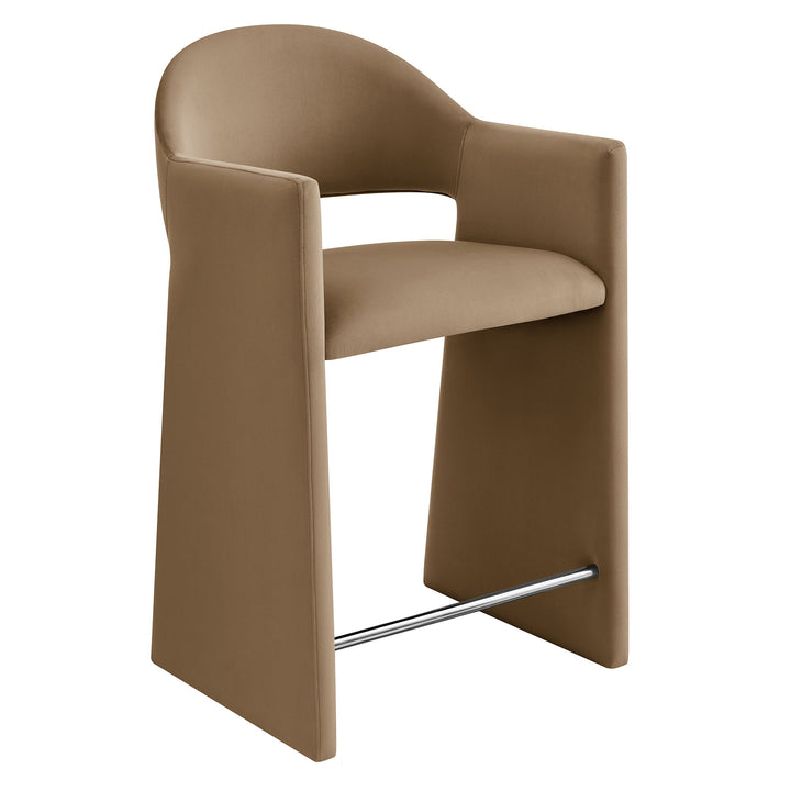 Talia 37 Inch Performance Velvet Counter Stool in Taupe