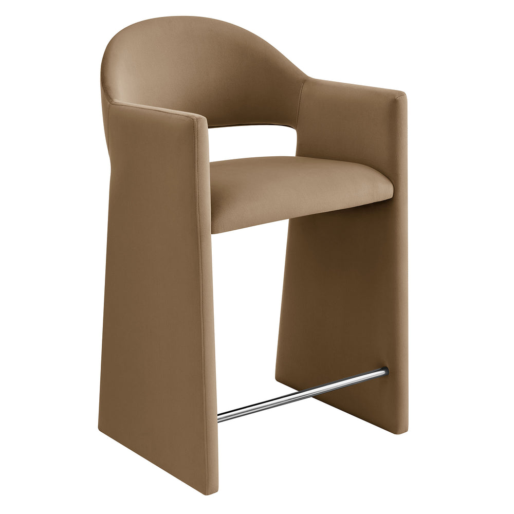 Talia 37 Inch Performance Velvet Counter Stool in Taupe