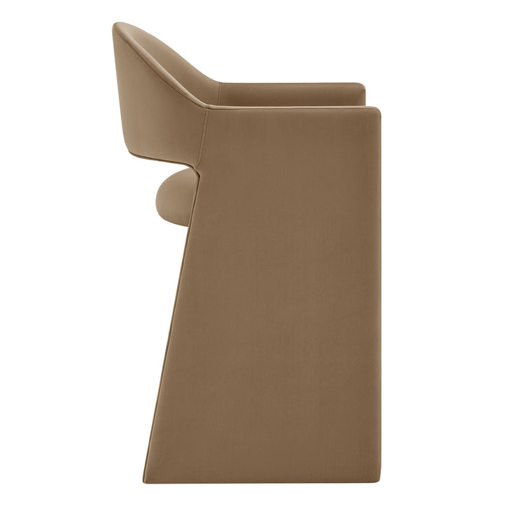 Talia 37 Inch Performance Velvet Counter Stool in Taupe