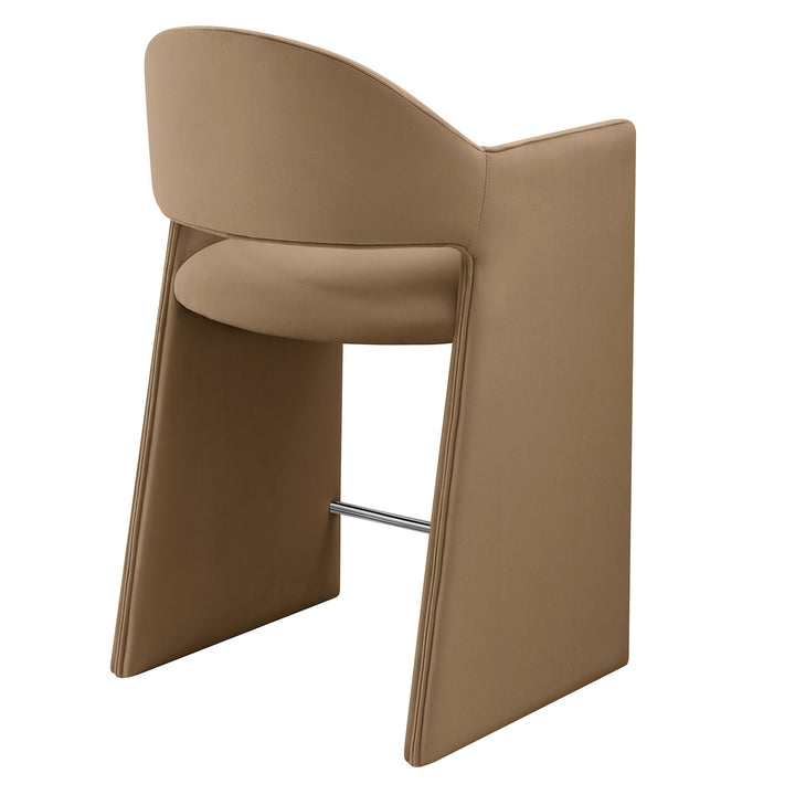 Talia 37 Inch Performance Velvet Counter Stool in Taupe