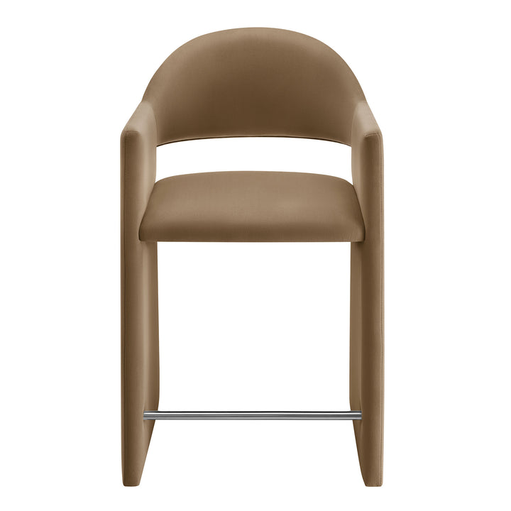 Talia 37 Inch Performance Velvet Counter Stool in Taupe