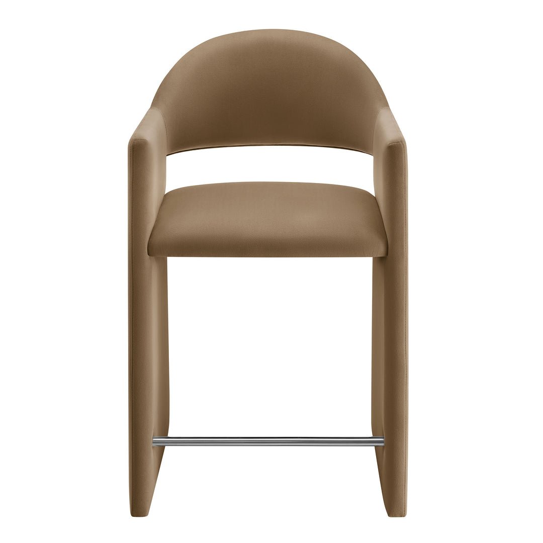 Talia 37 Inch Performance Velvet Counter Stool in Taupe