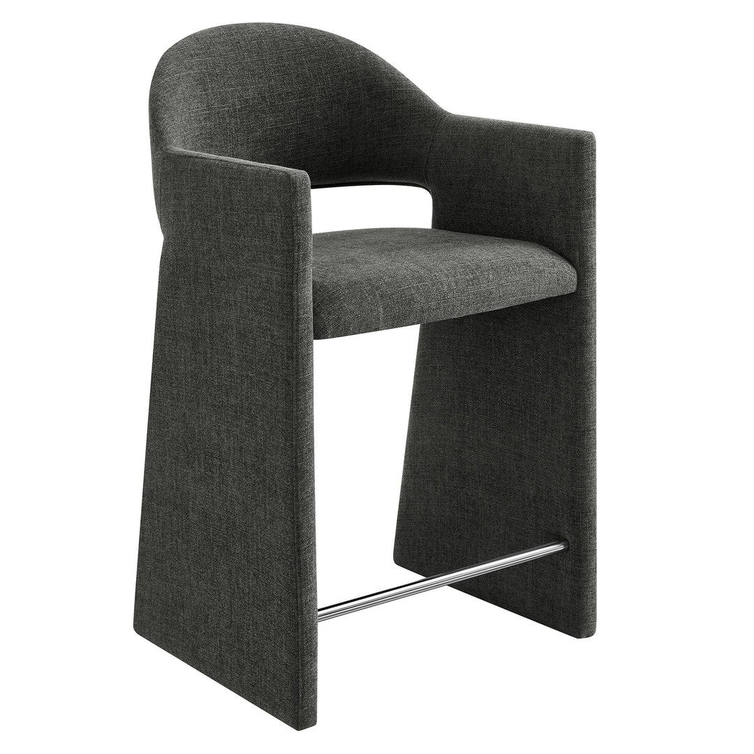 Talia 37 Inch Upholstered Fabric Counter Stool in Charcoal