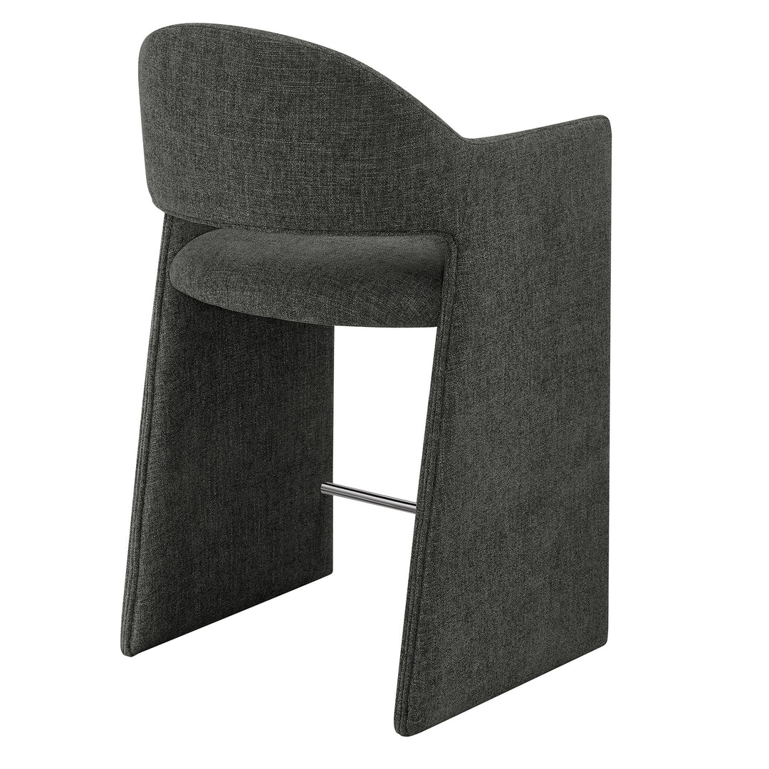 Talia 37 Inch Upholstered Fabric Counter Stool in Charcoal