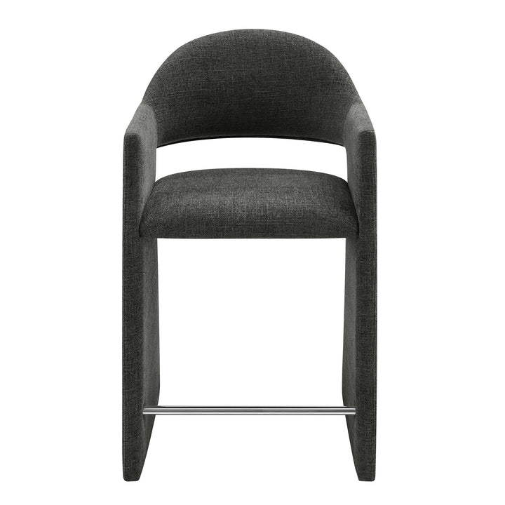 Talia 37 Inch Upholstered Fabric Counter Stool in Charcoal