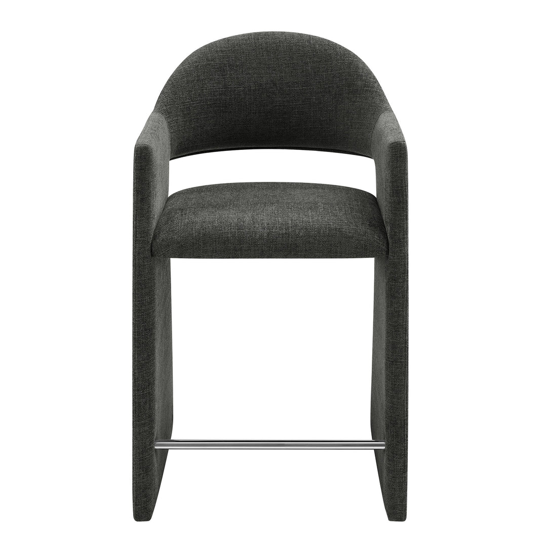 Talia 37 Inch Upholstered Fabric Counter Stool in Charcoal