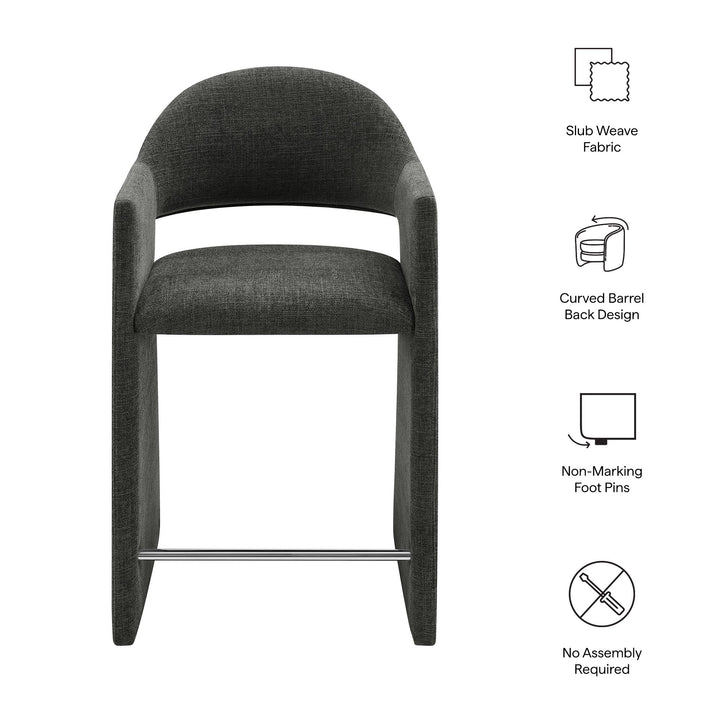 Talia 37 Inch Upholstered Fabric Counter Stool in Charcoal