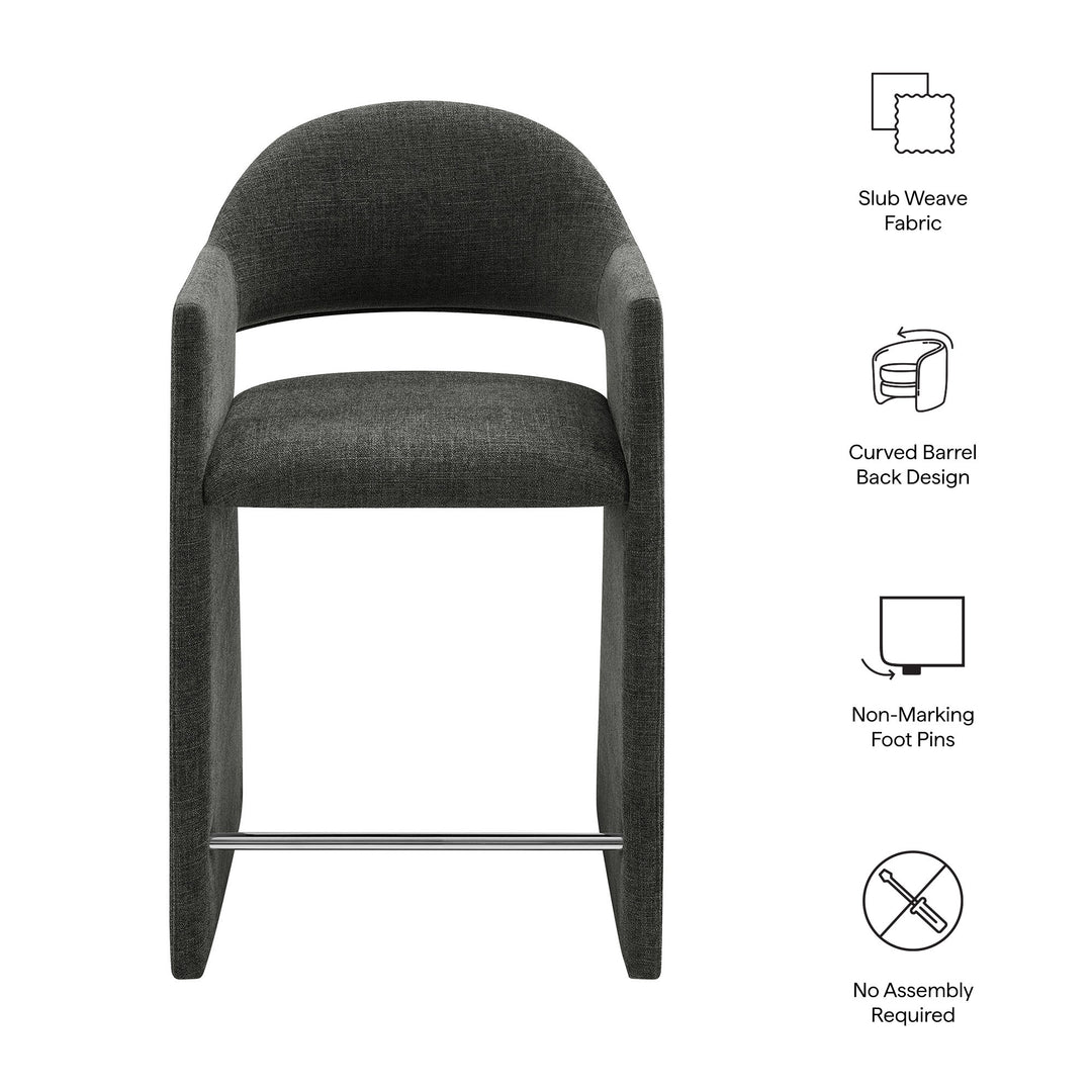 Talia 37 Inch Upholstered Fabric Counter Stool in Charcoal