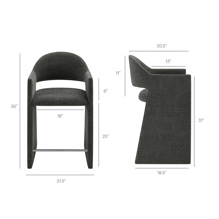 Talia 37 Inch Upholstered Fabric Counter Stool in Charcoal