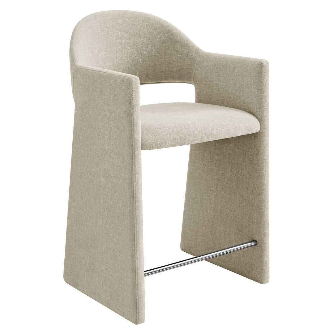 Talia 37 Inch Upholstered Fabric Counter Stool in Linen