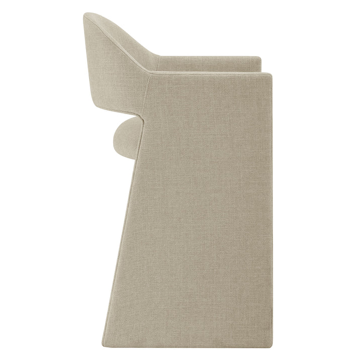 Talia 37 Inch Upholstered Fabric Counter Stool in Linen
