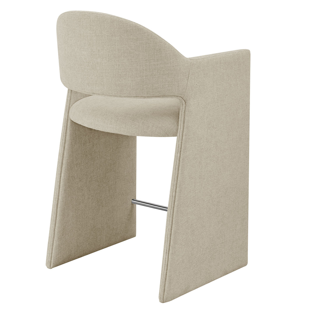 Talia 37 Inch Upholstered Fabric Counter Stool in Linen