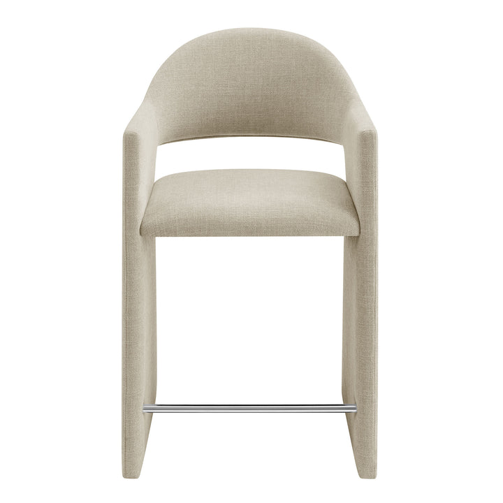 Talia 37 Inch Upholstered Fabric Counter Stool in Linen