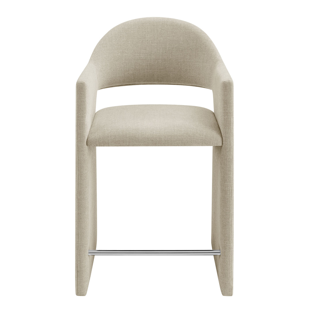 Talia 37 Inch Upholstered Fabric Counter Stool in Linen