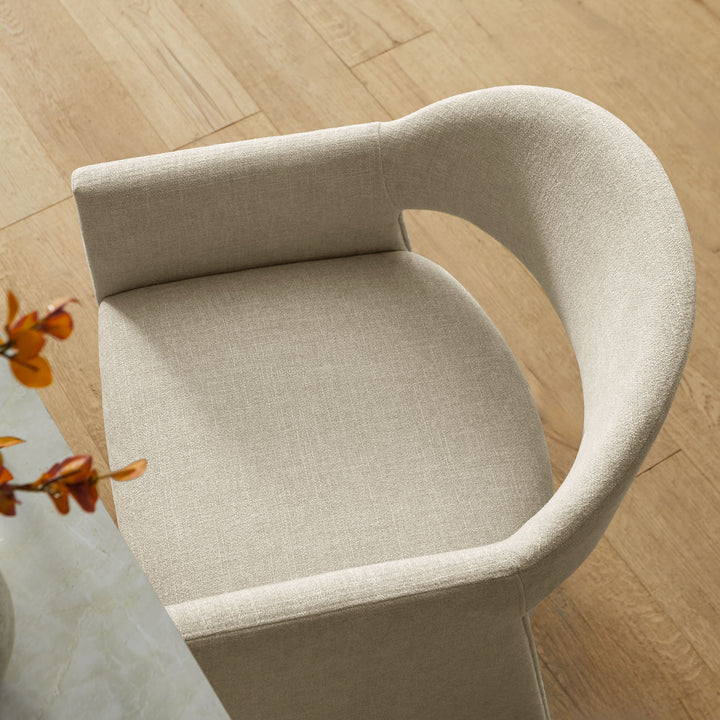 Talia 37 Inch Upholstered Fabric Counter Stool in Linen