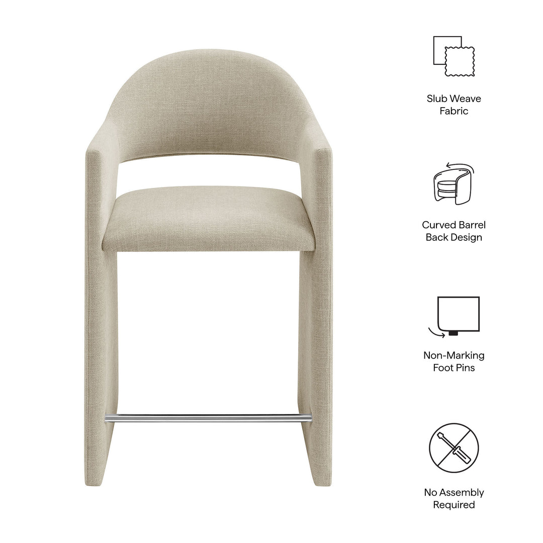 Talia 37 Inch Upholstered Fabric Counter Stool in Linen